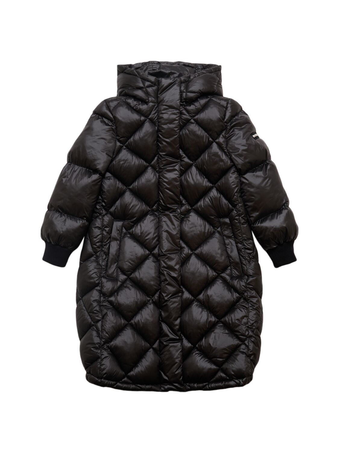 Monnalisa Hooded Poly Puffer Jacket In Black