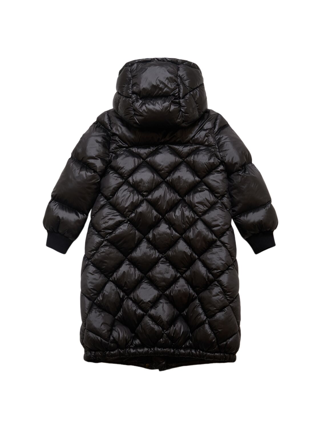 Shop Monnalisa Hooded Poly Puffer Jacket In Black