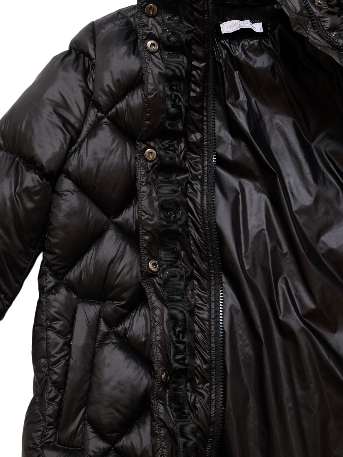 Shop Monnalisa Hooded Poly Puffer Jacket In Black