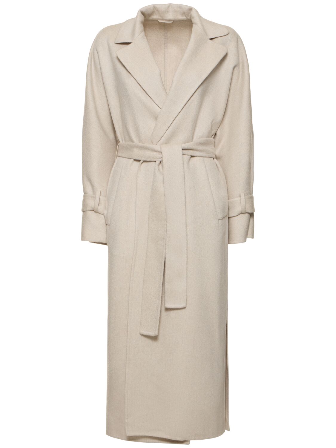 Brunello Cucinelli Belted Cashmere Midi Coat In White