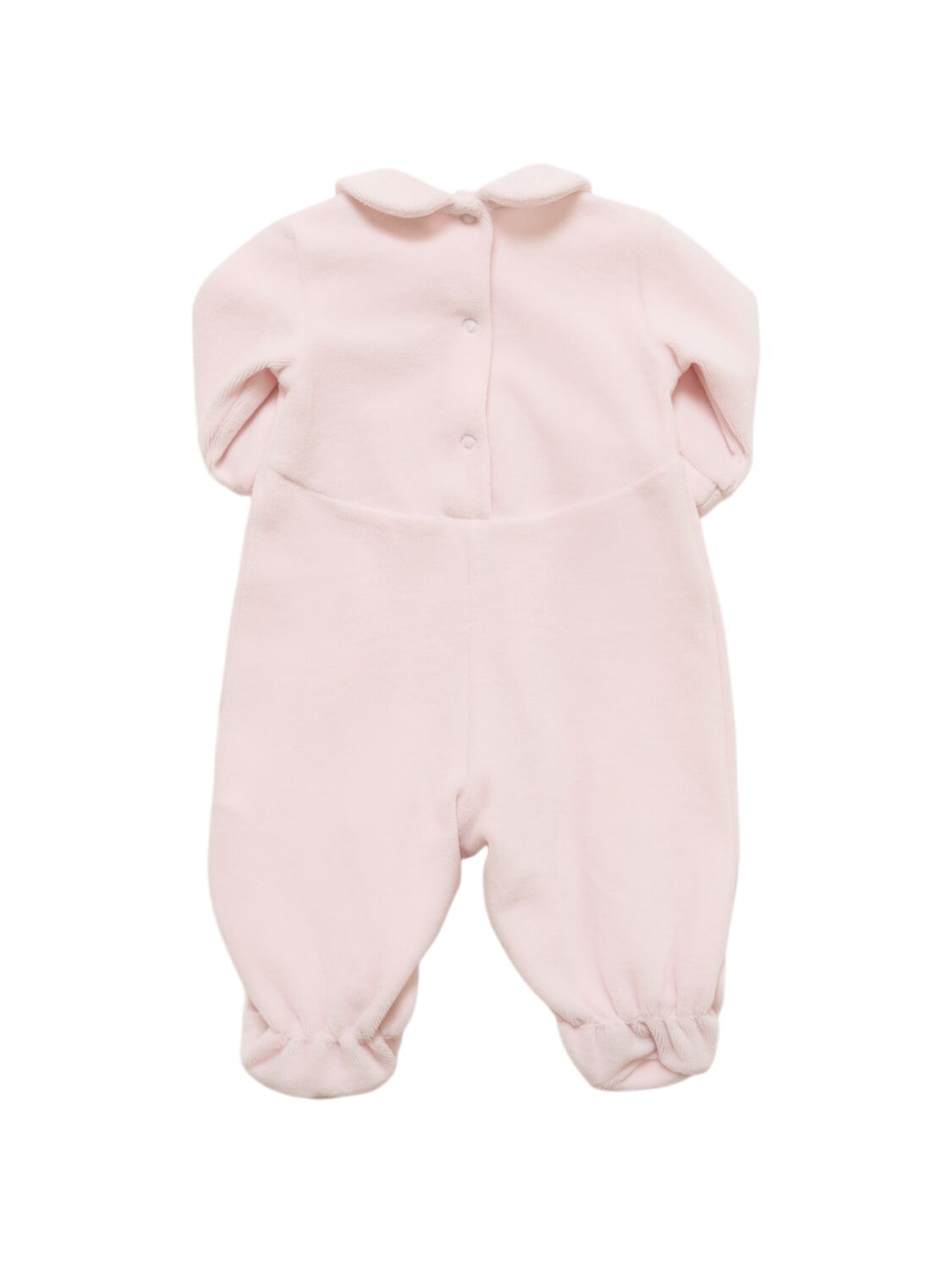 Shop Monnalisa Cotton Chenille Romper W/flower Appliqué In Pink