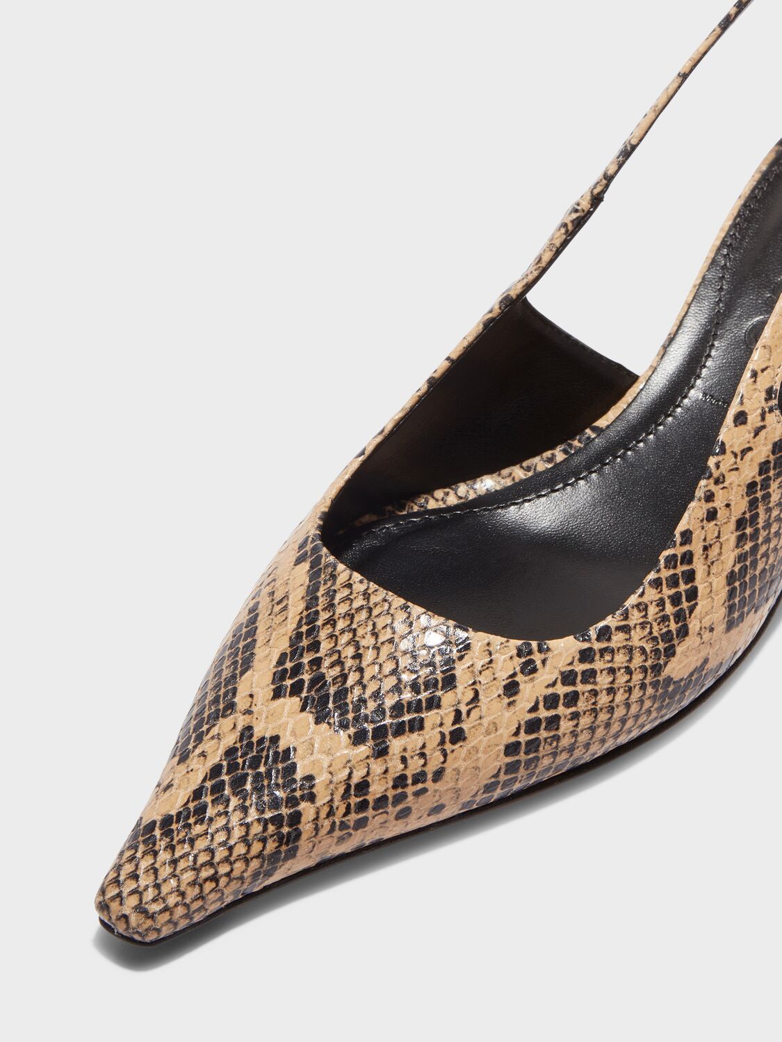 Shop Aeyde 35mm Catrina Snake Print Slingbacks In Latte