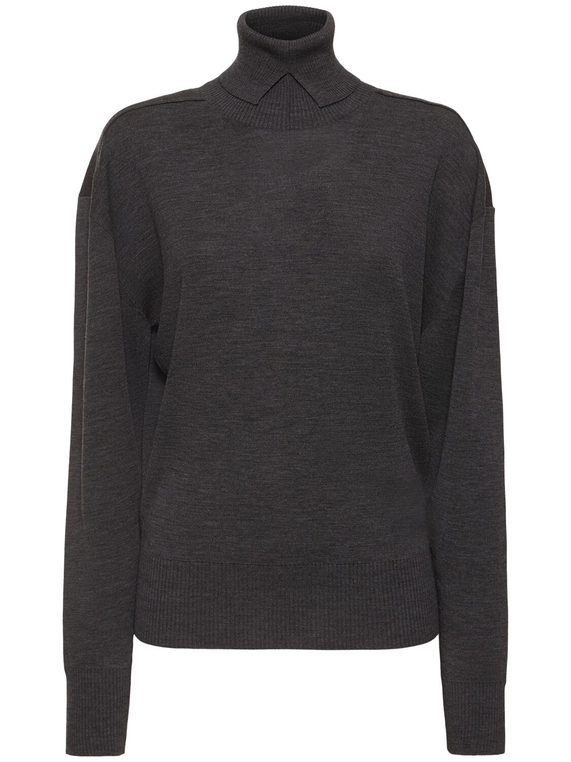 Burberry Wool Knit Turtleneck Sweater In Grey