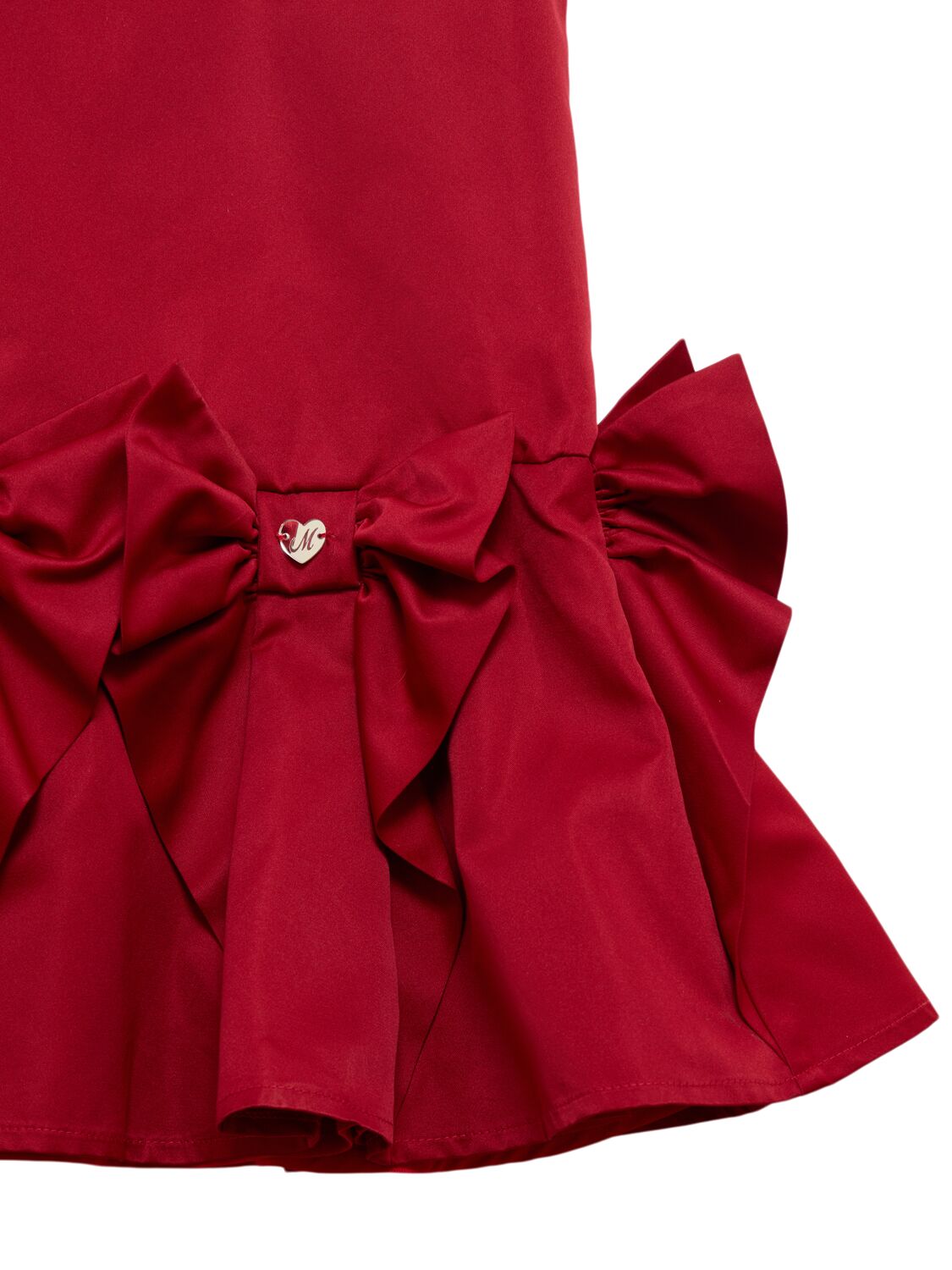 Shop Monnalisa Poly Dress W/bow Appliqué In Red