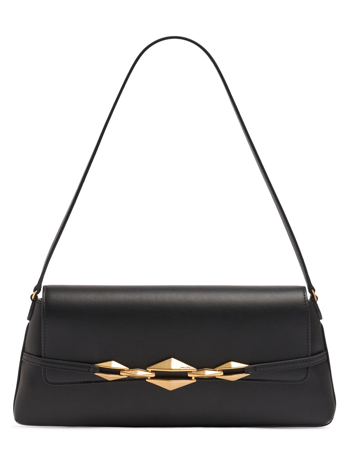 Jimmy Choo E/w Diamond Soft Shiny Leather Bag In Black/gold