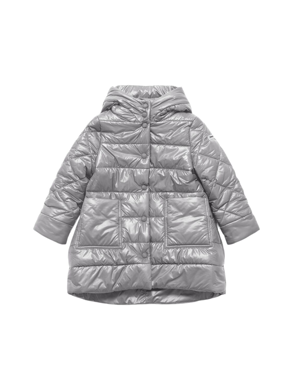 Monnalisa Hooded Poly Puffer Jacket In Grey