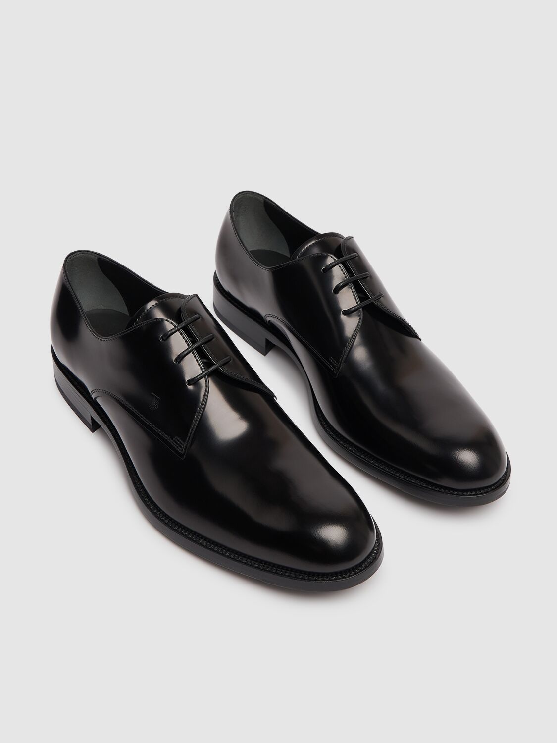 Shop Tod's Leather Derby Lace-up Shoes In Black