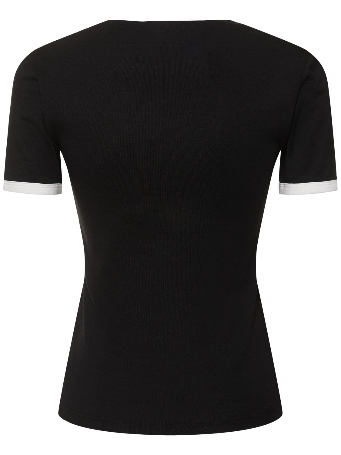 Courrèges Logo-embroidered Cotton T-shirt With Tipping In Black/white