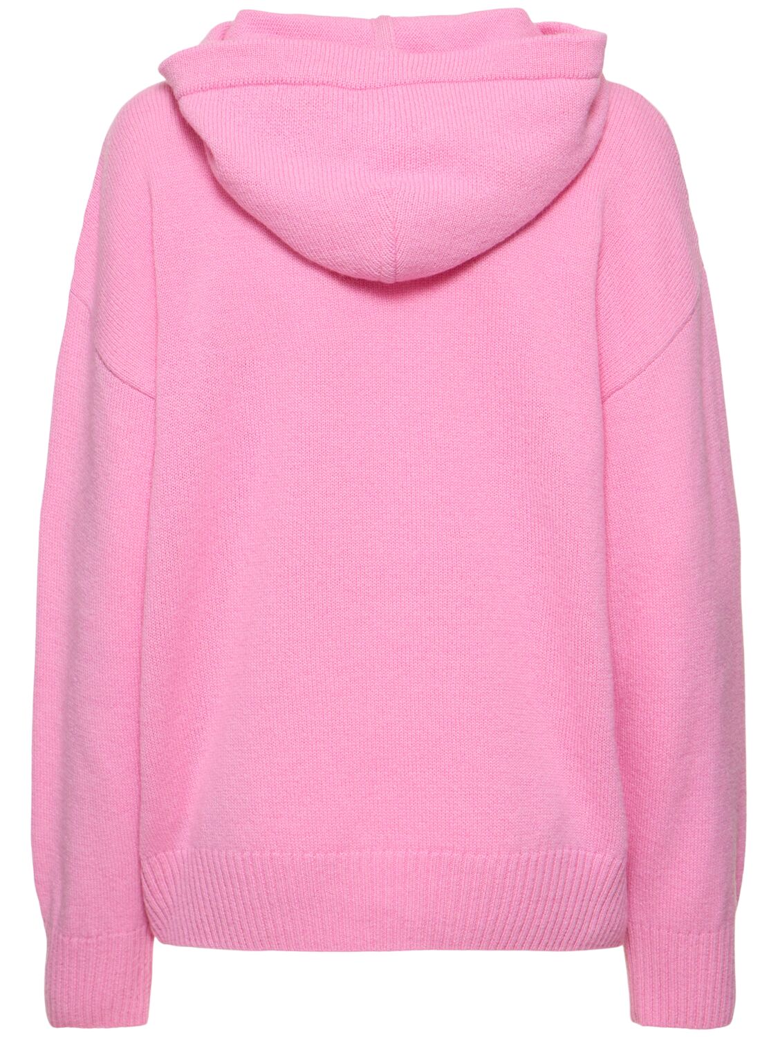 Shop Msgm Wool Blend Knit Hoodie In Pink