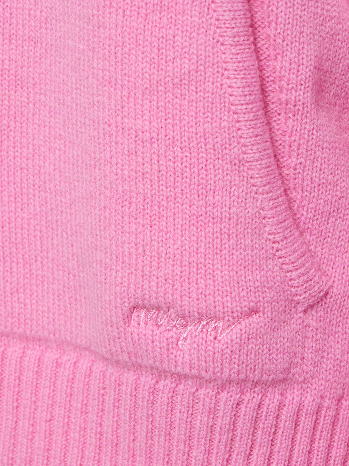 Shop Msgm Wool Blend Knit Hoodie In Pink