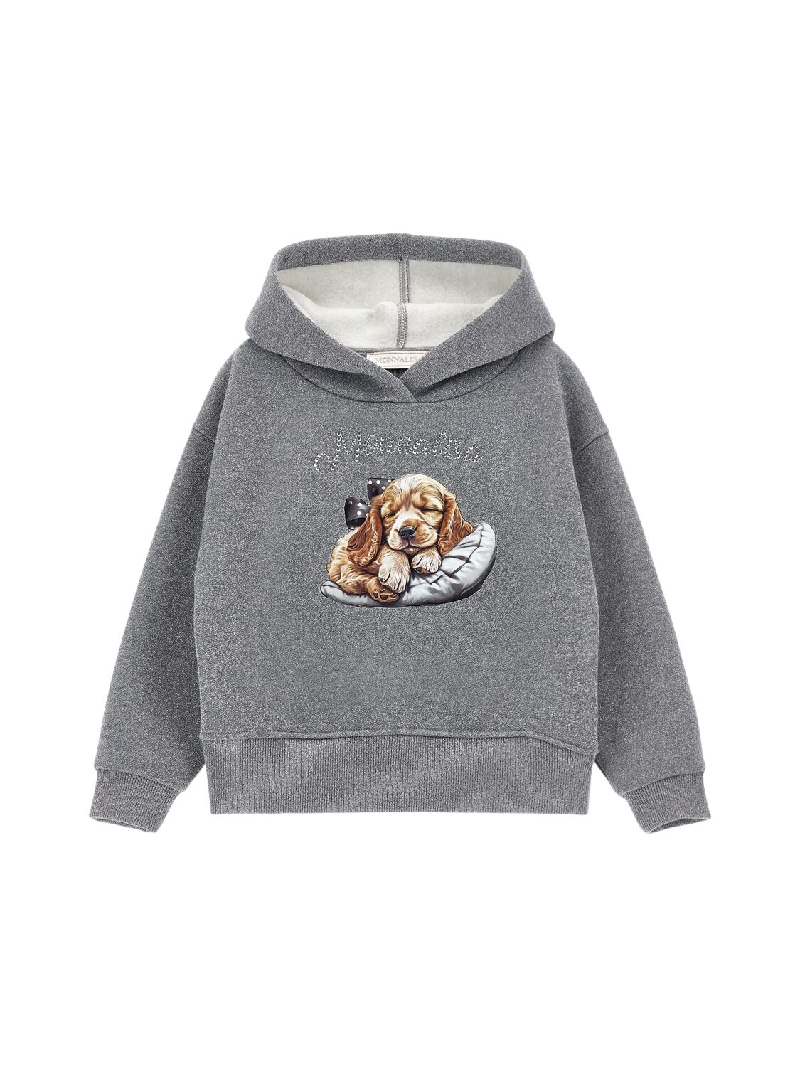 Shop Monnalisa Dog Print Cotton Hoodie & Sweatpants In Grey