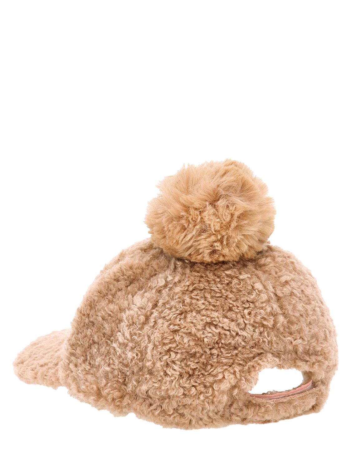 Shop Monnalisa Faux Fur Baseball Hat W/pompon In Beige