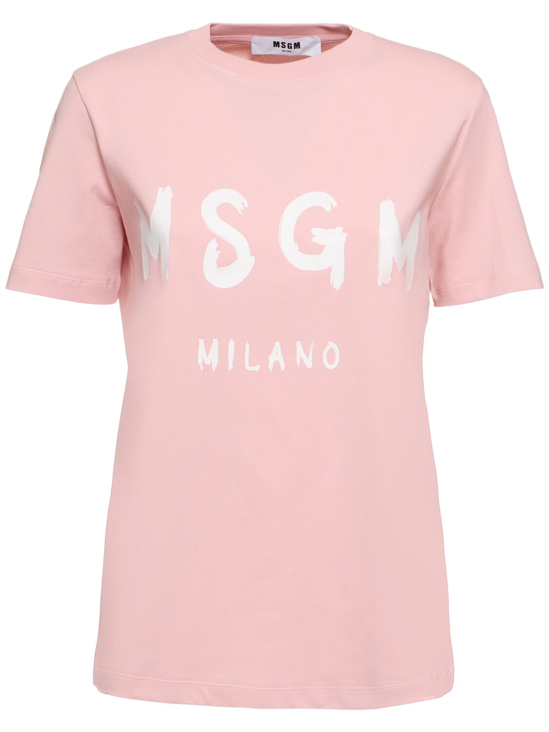 Msgm T-shirt Mit Logo-print In Pink/white