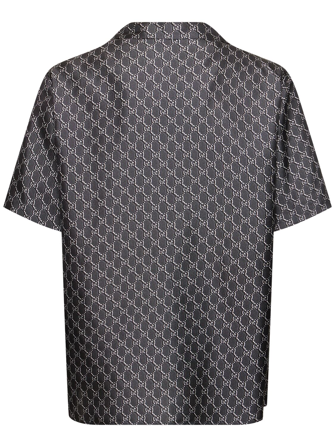 Shop Gucci Gg Print Silk Shirt In Grey