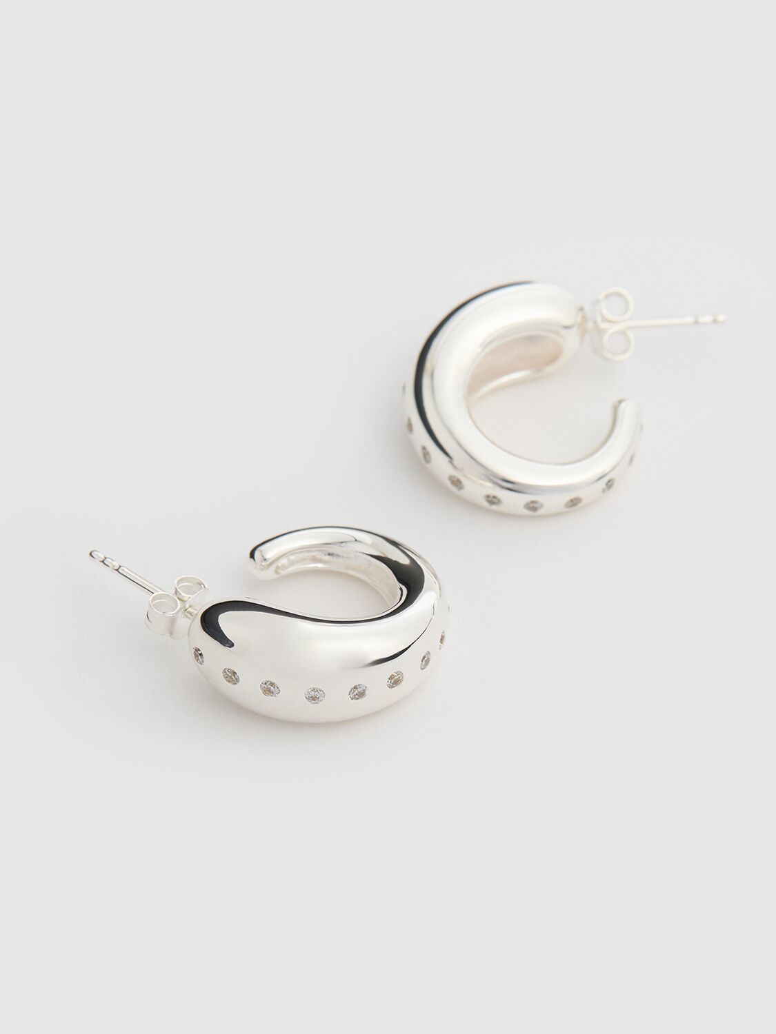 Shop Ragbag Oculus Crystal Hoop Earrings In Silver