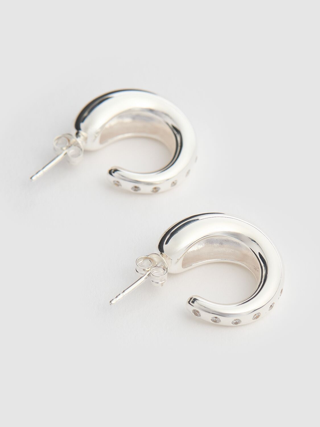 Shop Ragbag Oculus Crystal Hoop Earrings In Silver