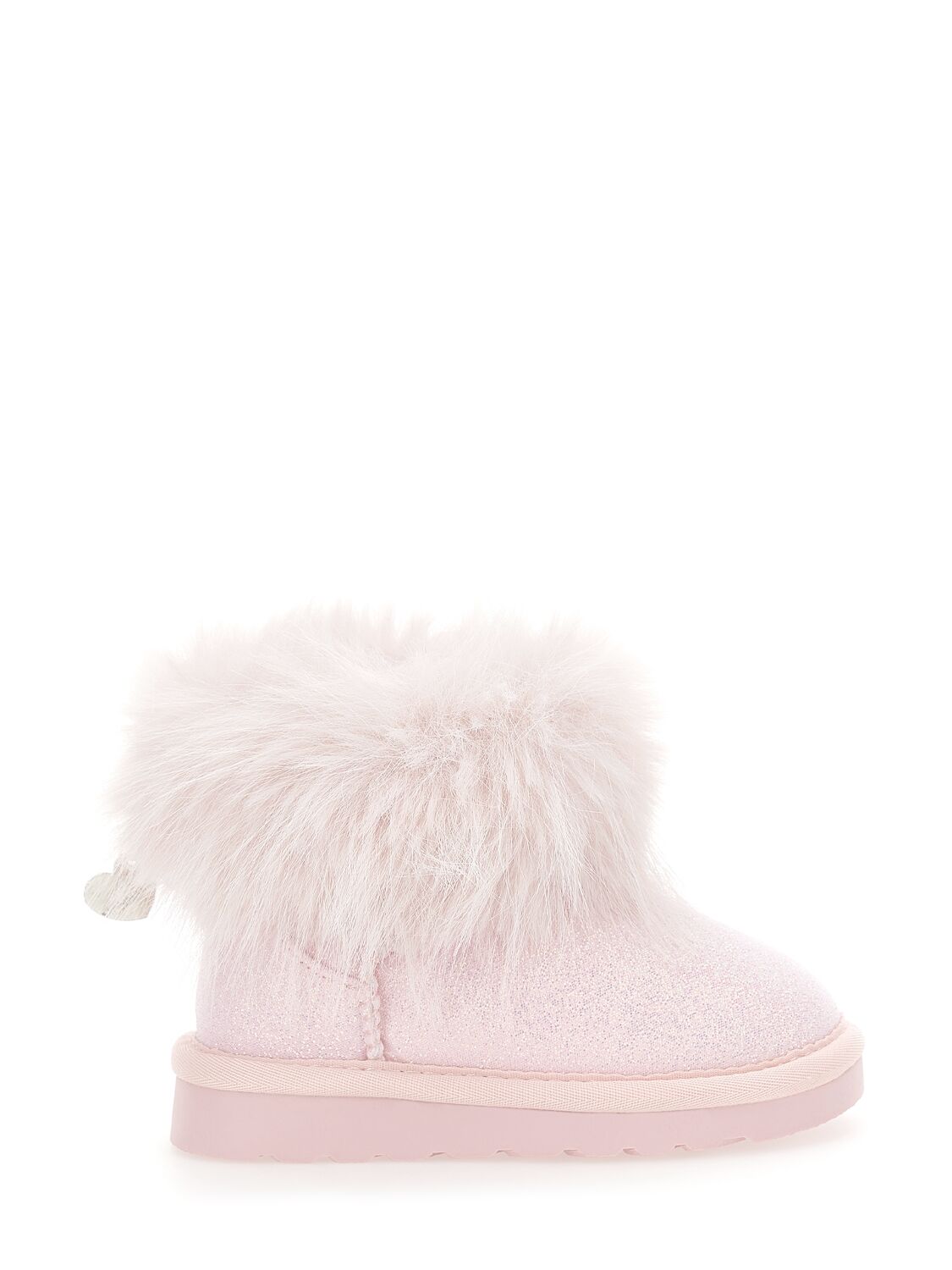 Monnalisa Faux Shearling Ankle Boots In Pink