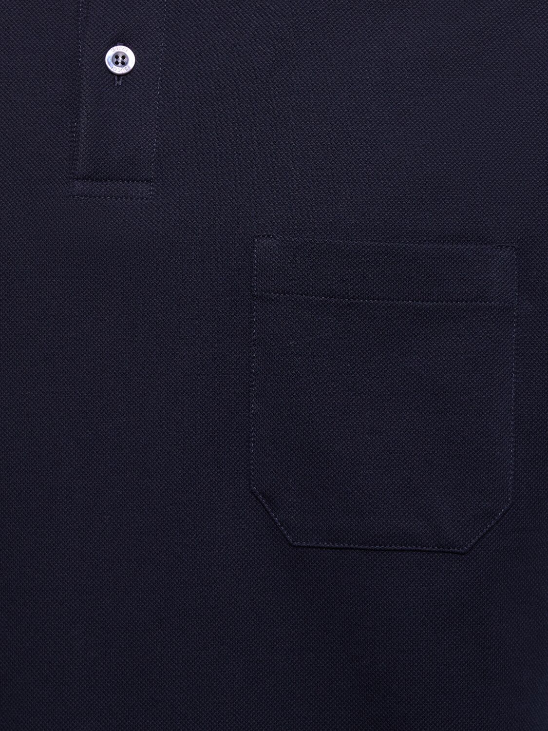 Shop Gucci Stretch Cotton Piquet Polo Shirt In Navy