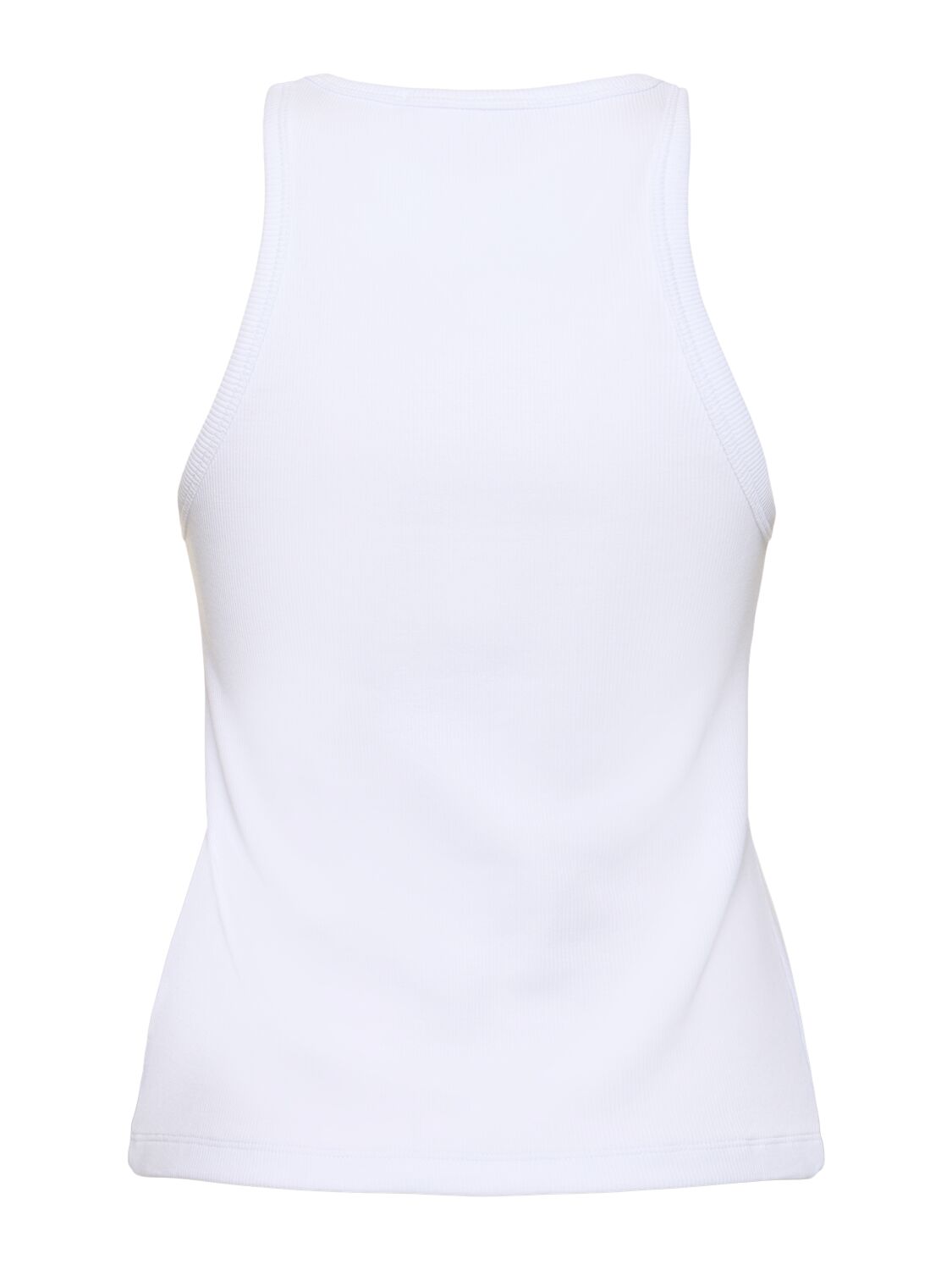 Shop Msgm Cotton Jersey Logo Tank Top In White