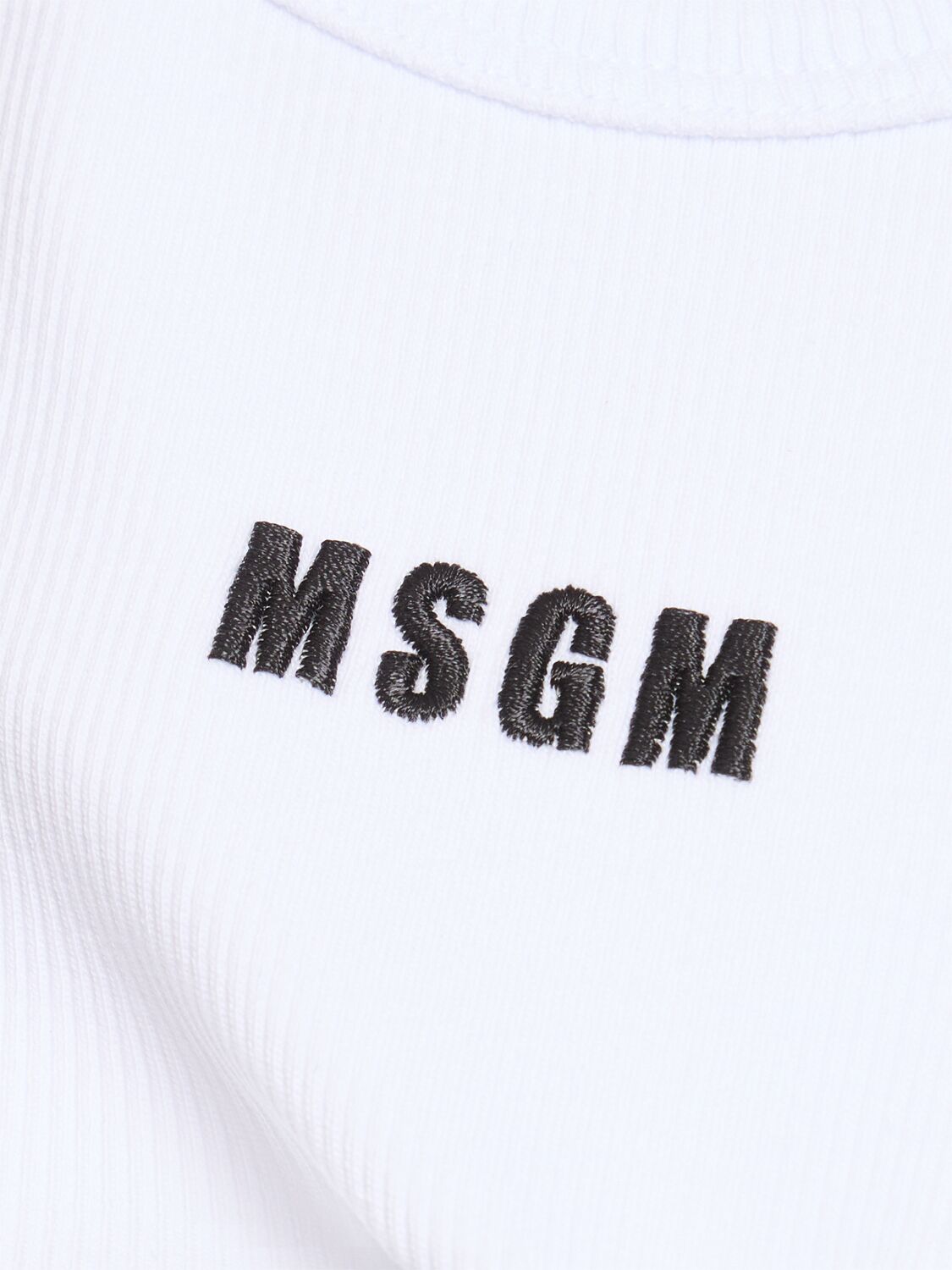 Shop Msgm Cotton Jersey Logo Tank Top In White