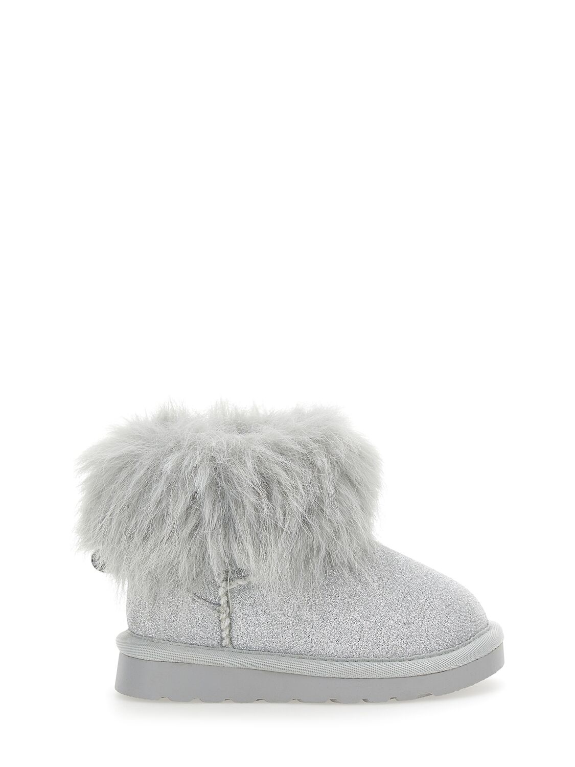 Monnalisa Faux Shearling Ankle Boots In Grey