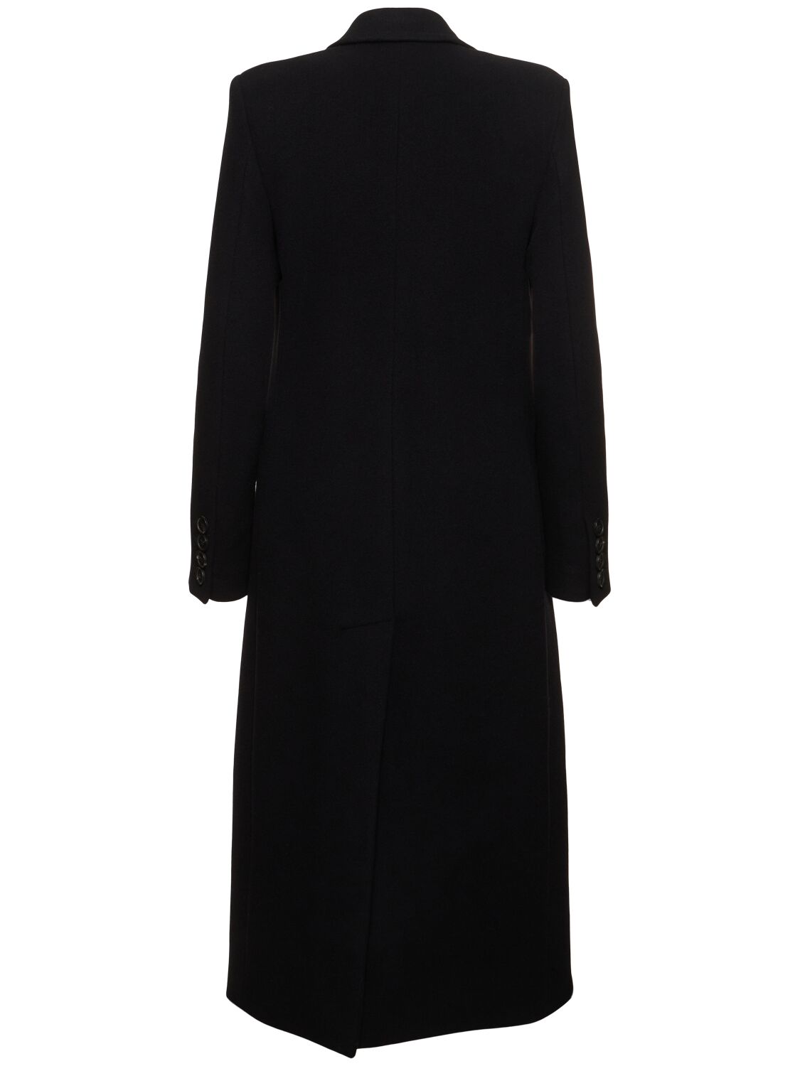 Shop Msgm Wool Blend Felt Single Breast Long Coat In Black