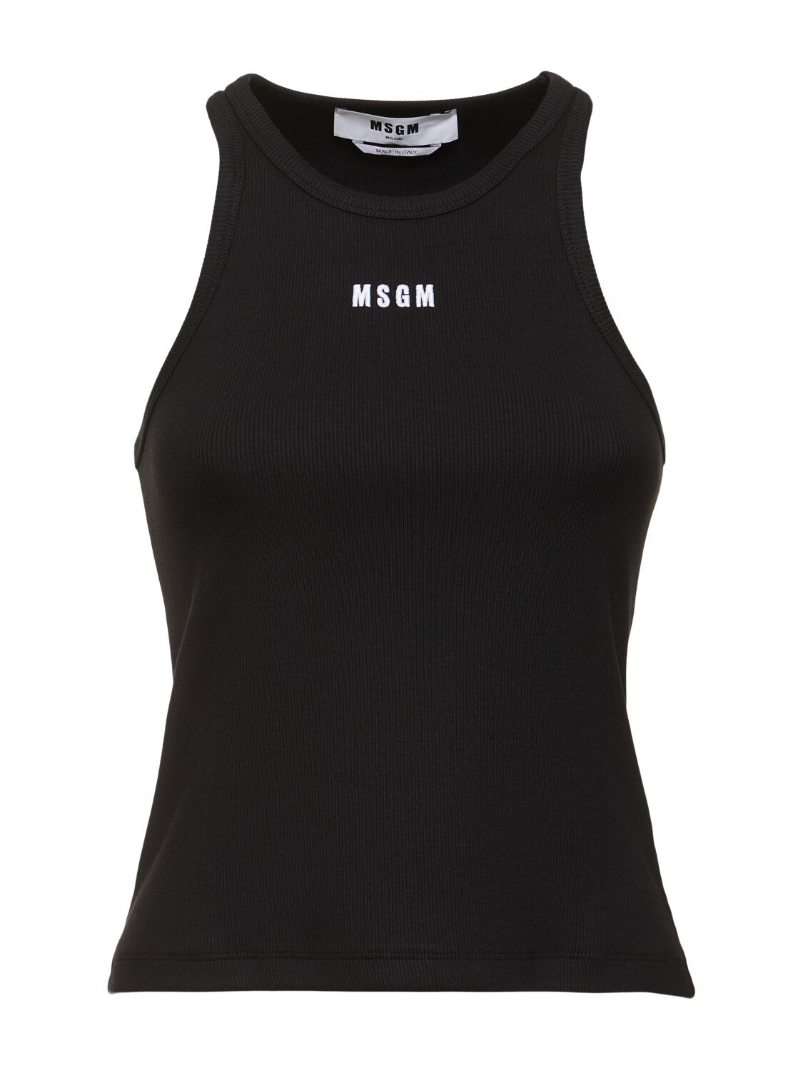 Msgm Cotton Jersey Logo Tank Top In Black