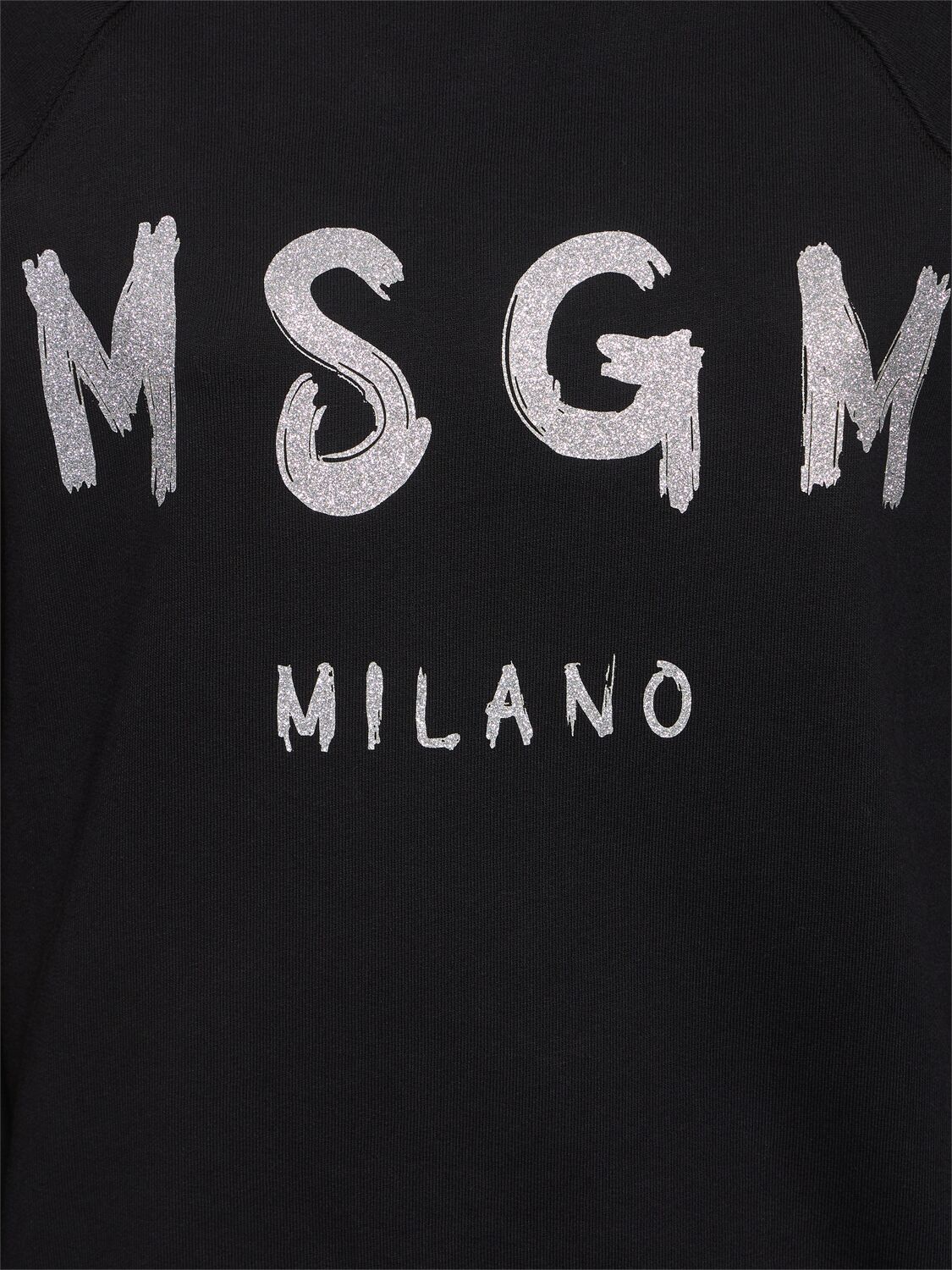 Shop Msgm Cotton Jersey Logo Sweatshirt In Black