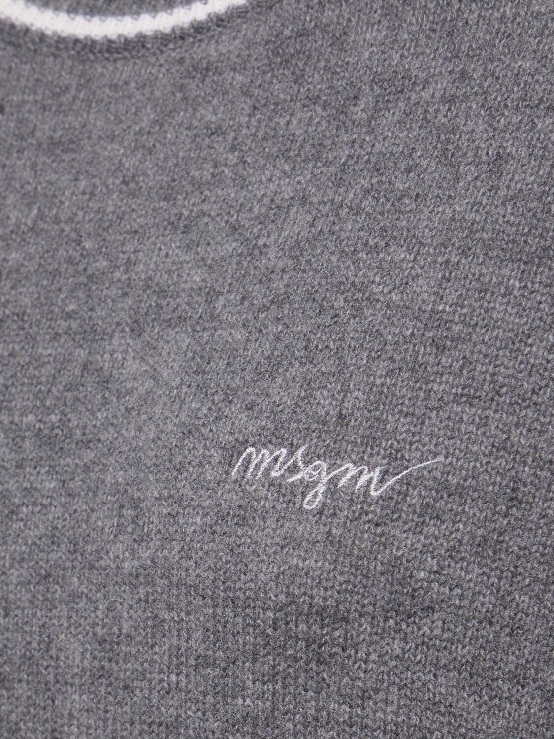 Shop Msgm Wool Blend Knit Crewneck Sweater In 深灰色