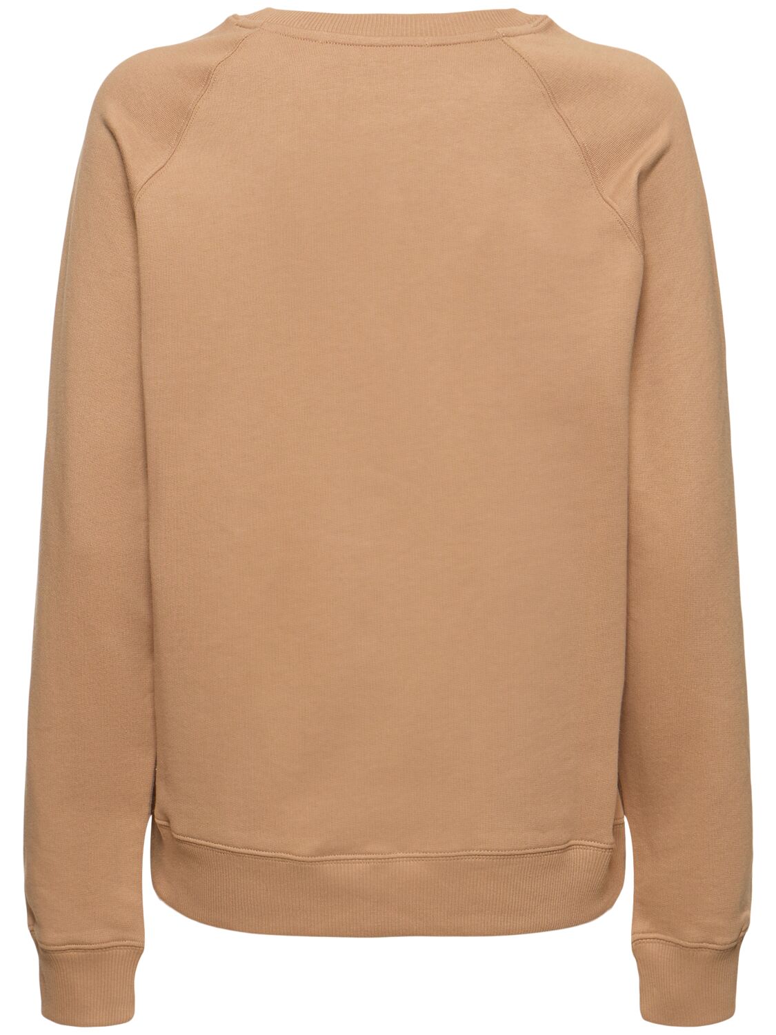 Shop Msgm Logo Printed Cotton Sweatshirt In Beige/white