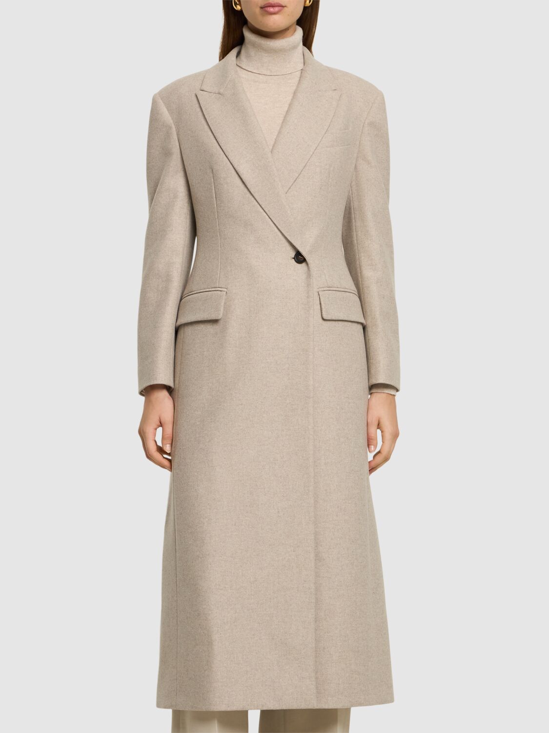 Shop Brunello Cucinelli Compact Wool Blend Coat In Beige