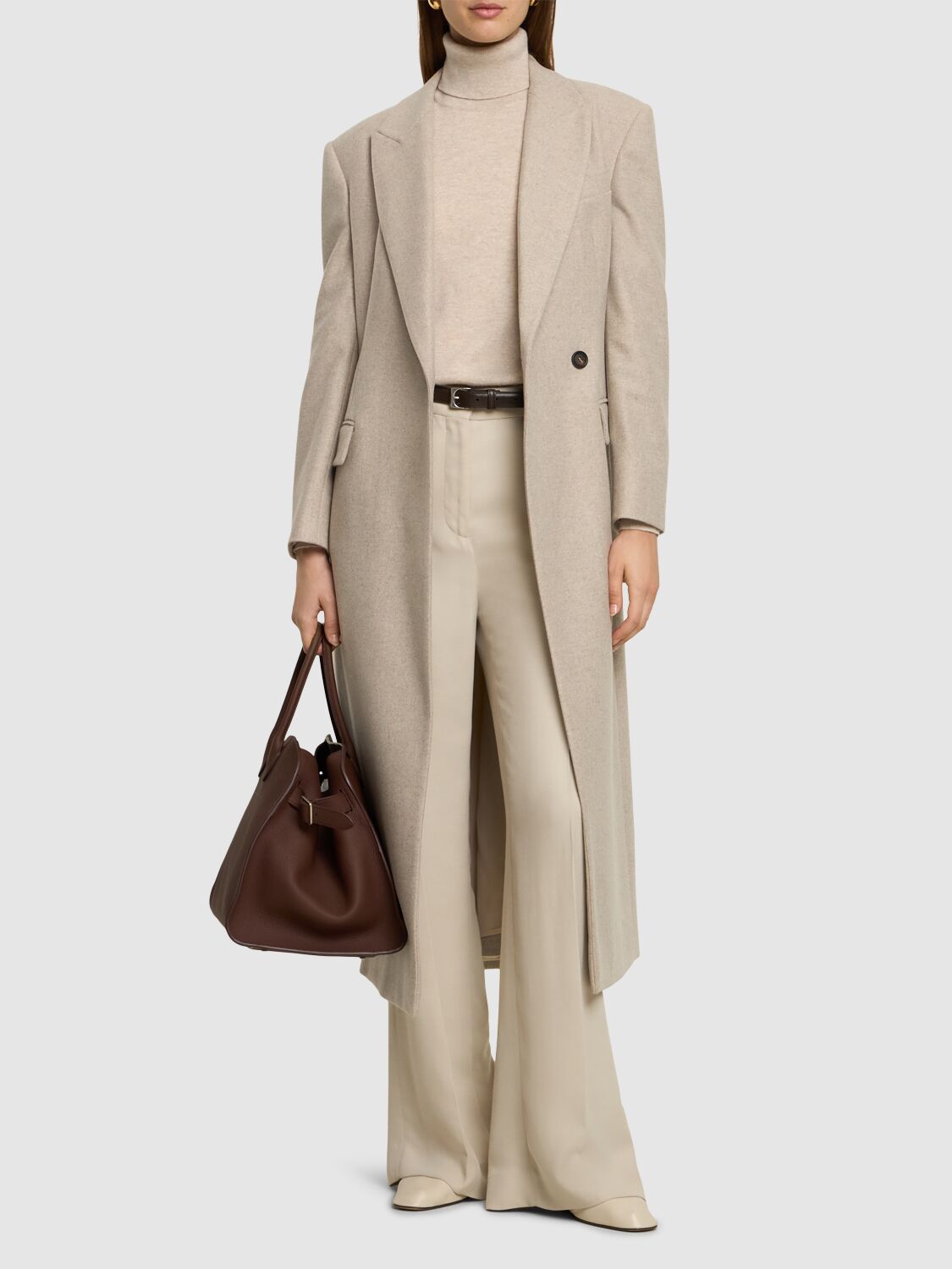 Shop Brunello Cucinelli Compact Wool Blend Coat In Beige