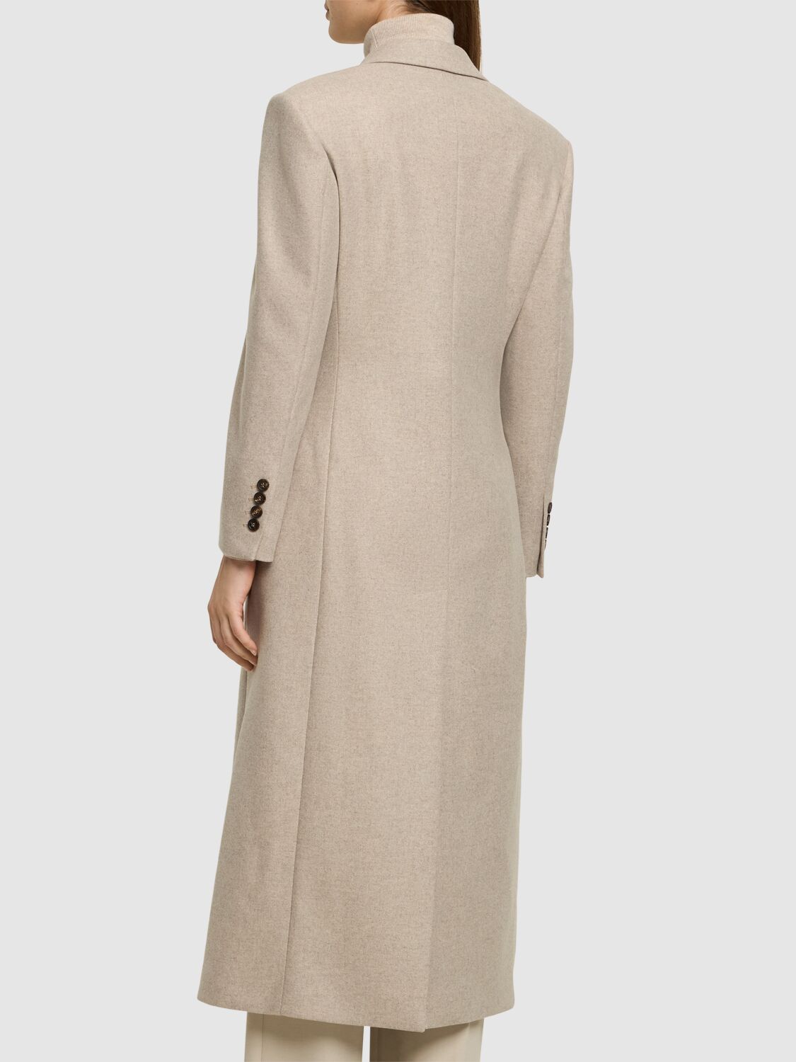 Shop Brunello Cucinelli Compact Wool Blend Coat In Beige