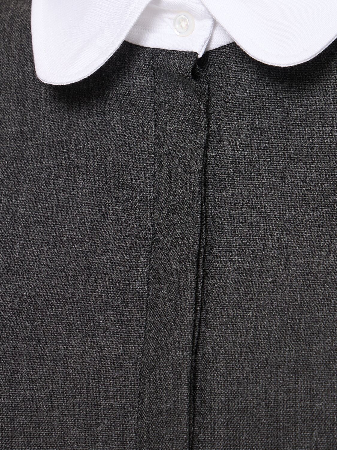 Shop Thom Browne Wool Mini Dress W/ Shirt Details In Dark Grey