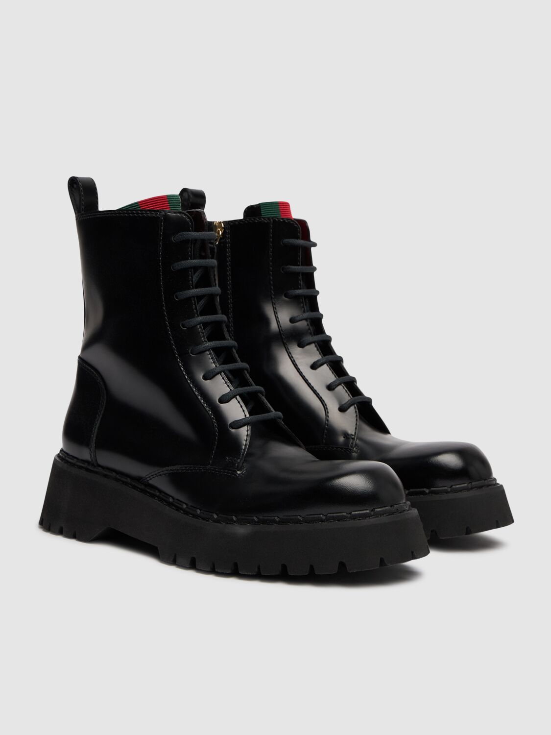 Shop Gucci Thea Leather Boots In Black