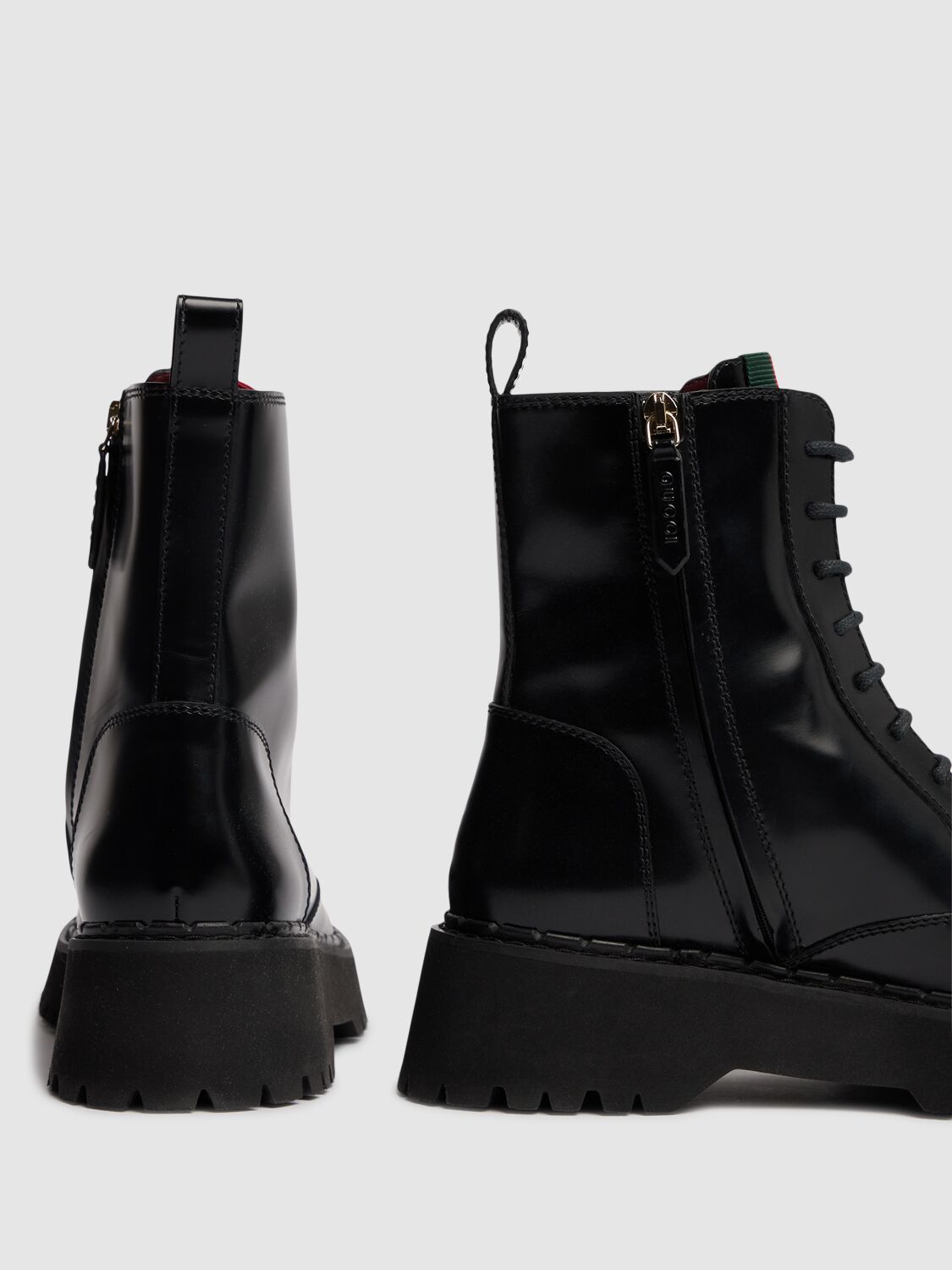 Shop Gucci Thea Leather Boots In Black