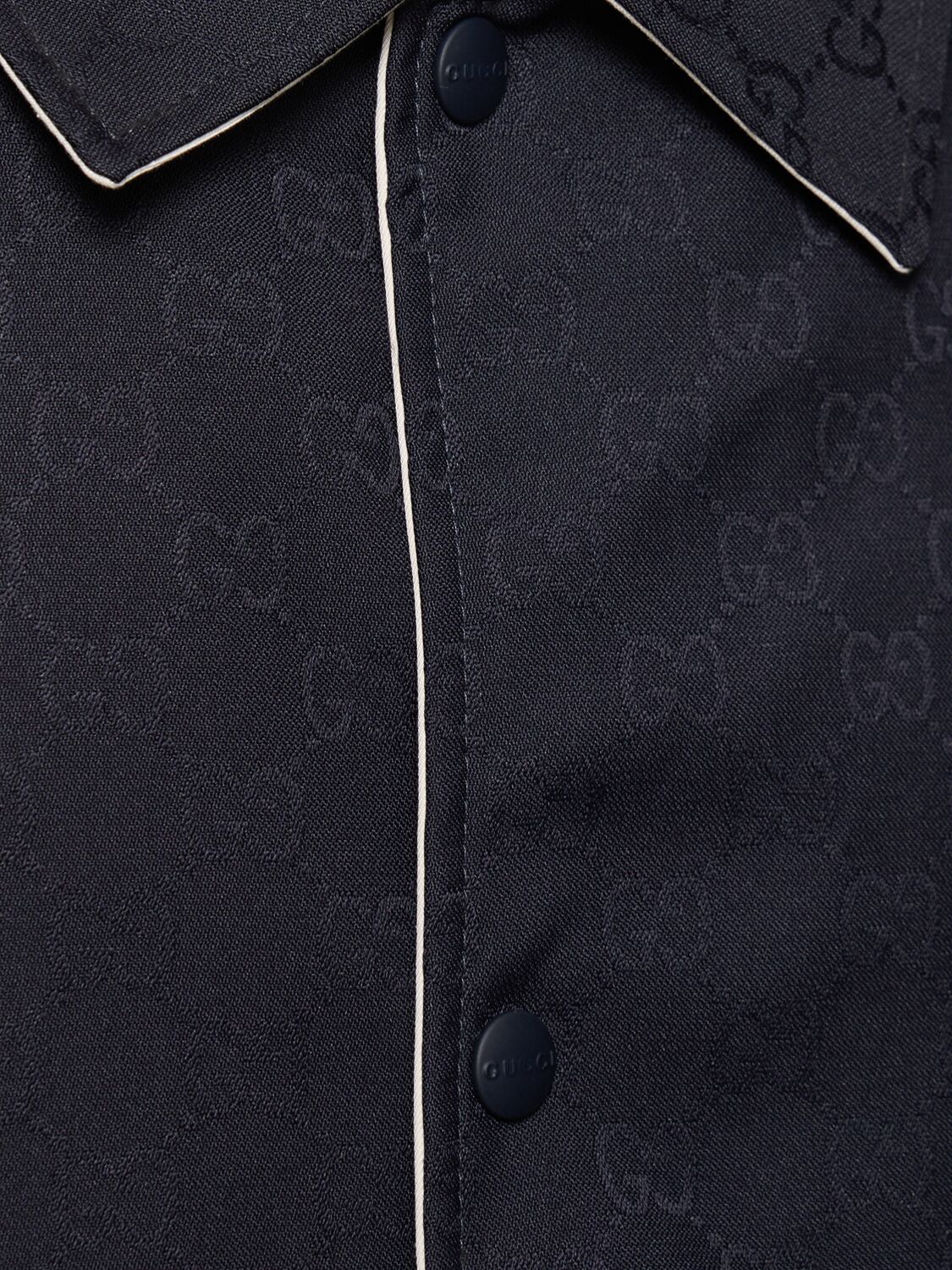 Shop Gucci Gg Cotton Jacket In Navy