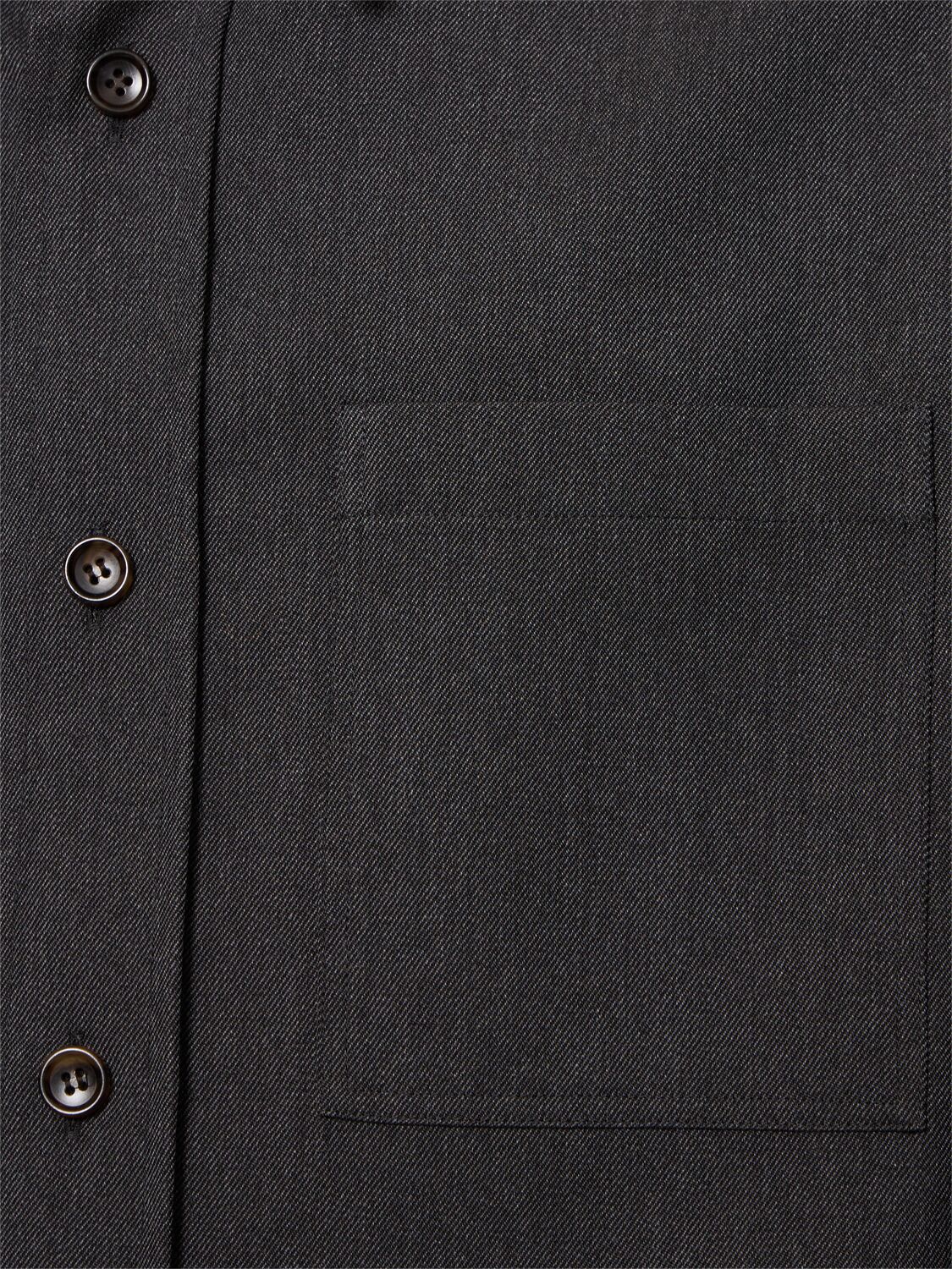 Shop Gucci Gg Wool Shirt In Dark Grey