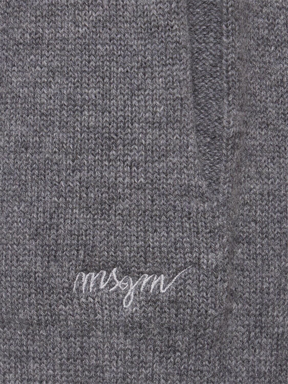 Shop Msgm Wool Blend Knit Wide Sweatpants In 深灰色