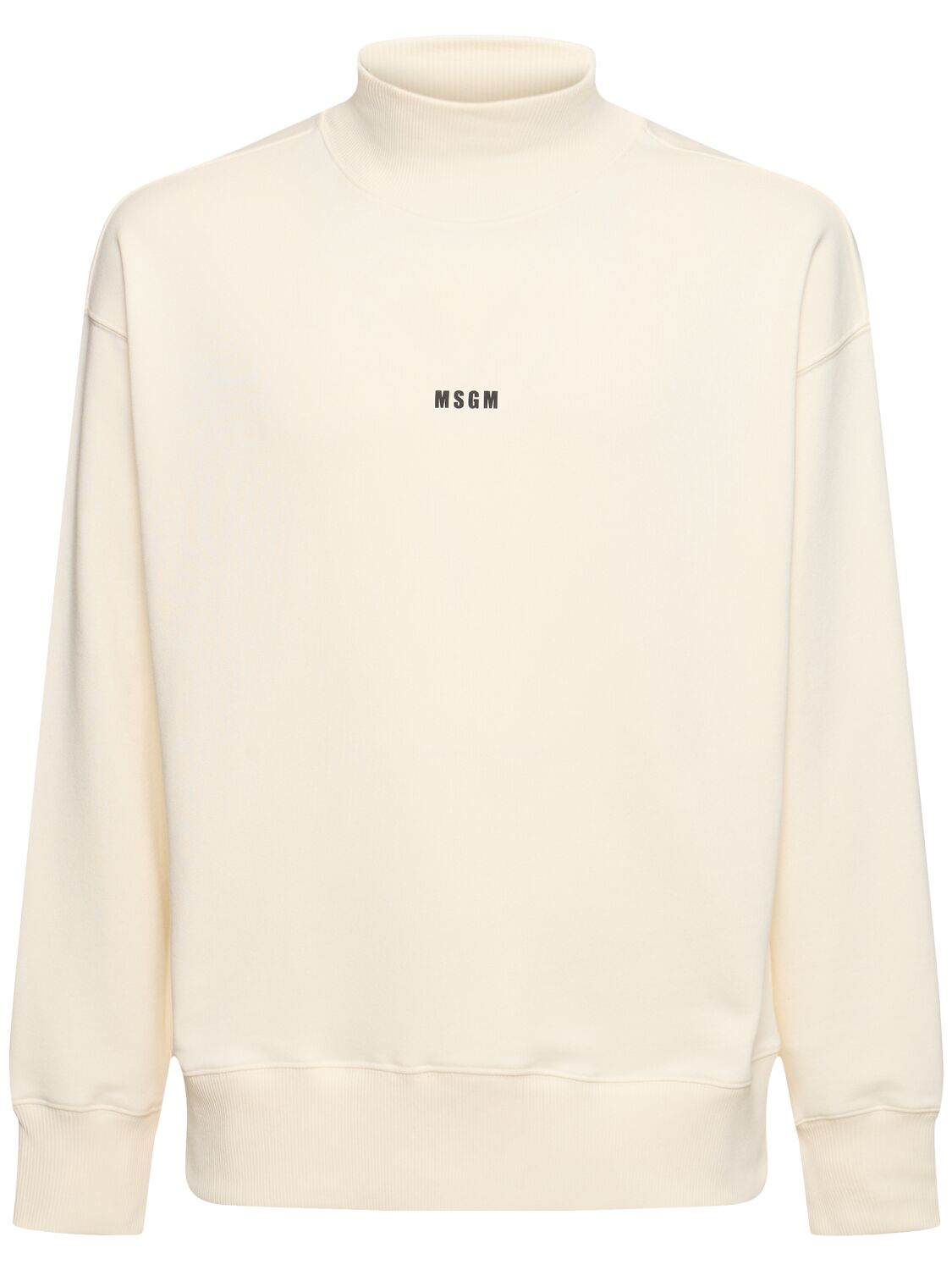 Msgm Micro Logo Print Turtleneck Sweatshirt In 米白色