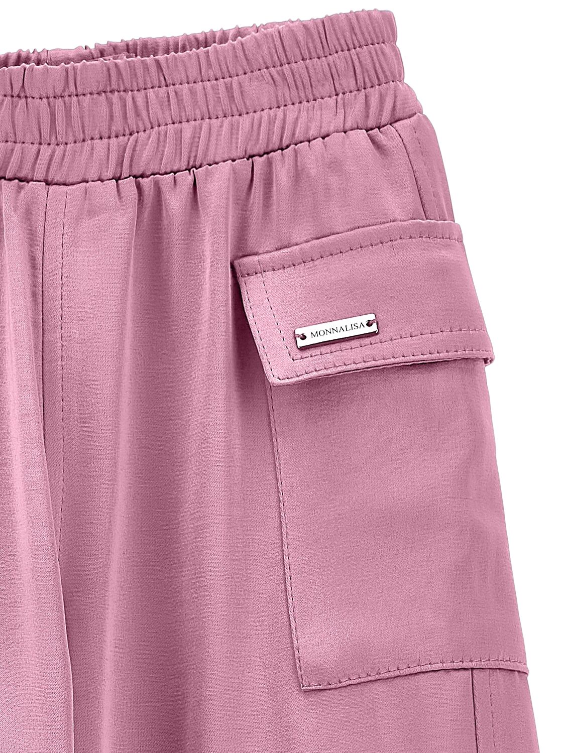 Shop Monnalisa Viscose Blend Satin Cargo Pants In Pink