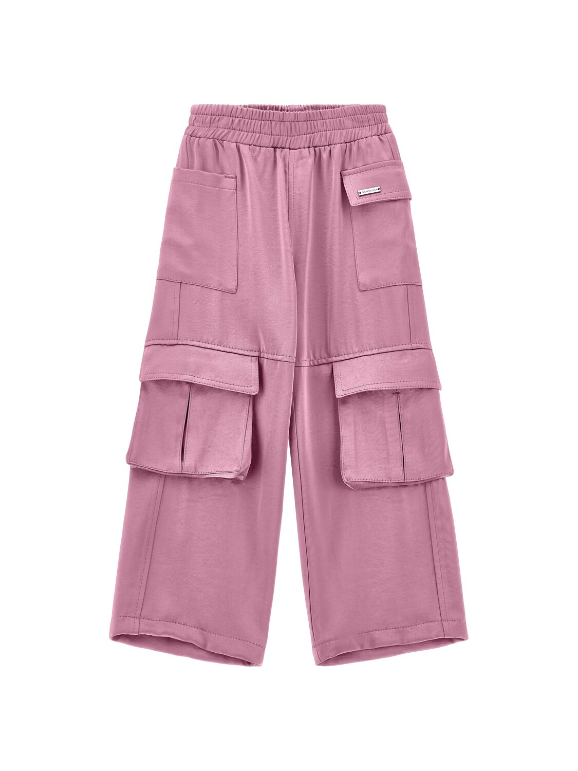 Shop Monnalisa Viscose Blend Satin Cargo Pants In Pink