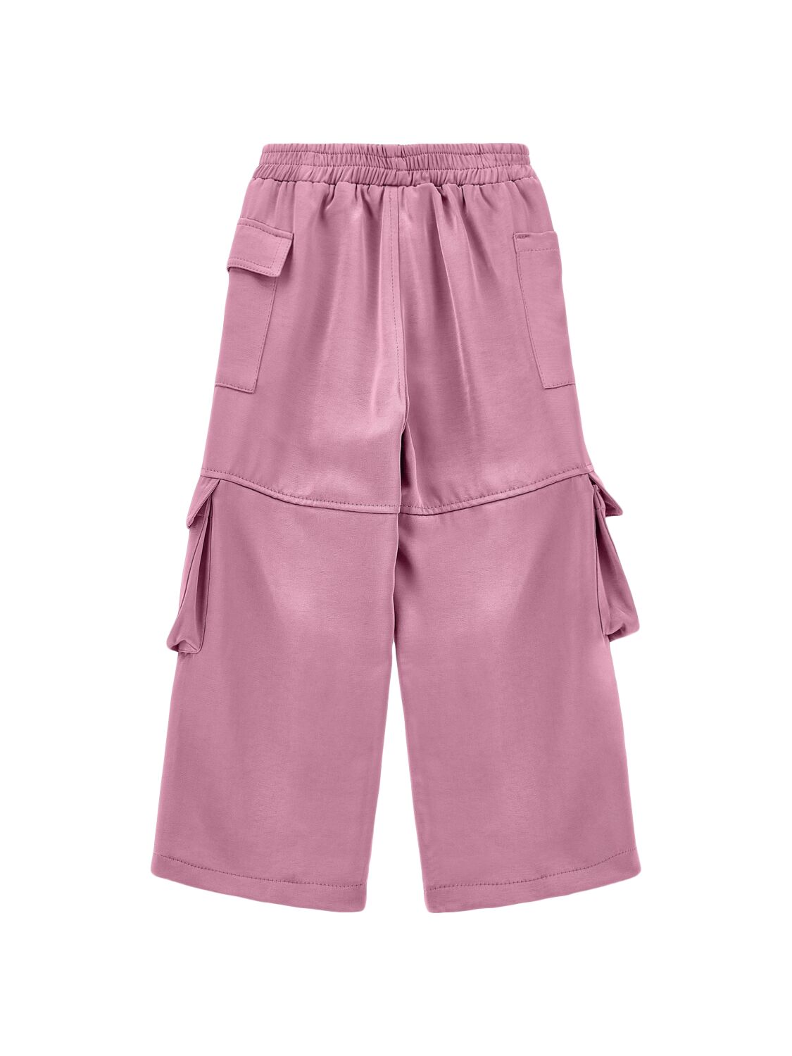 Shop Monnalisa Viscose Blend Satin Cargo Pants In Pink