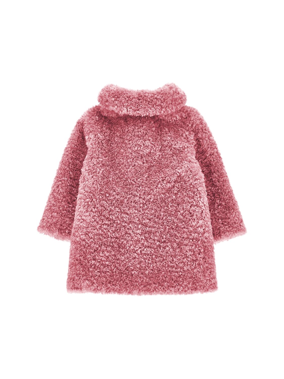Monnalisa Poly Faux Fur Teddy Coat In Pink