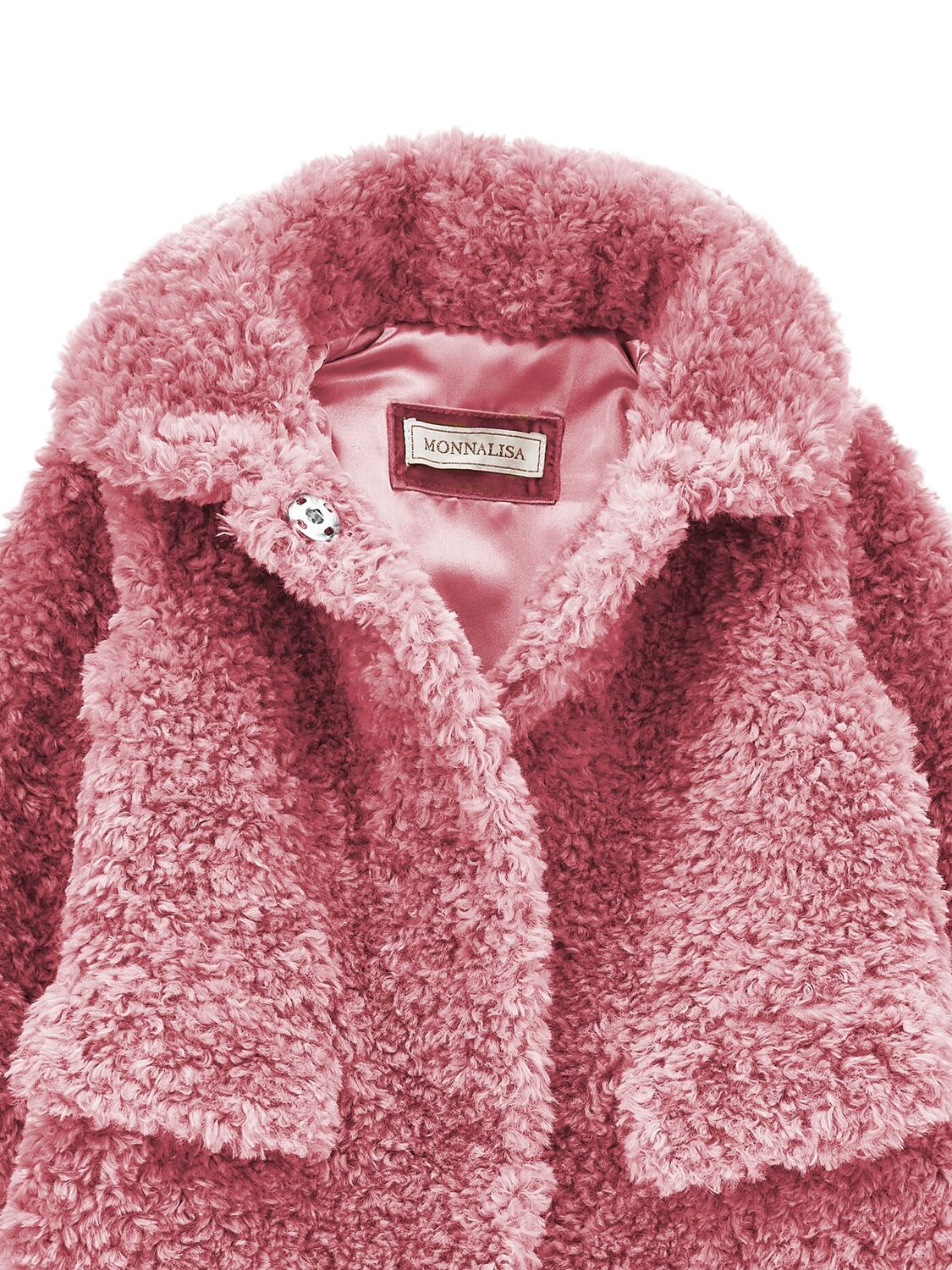 Monnalisa Poly Faux Fur Teddy Coat In Pink