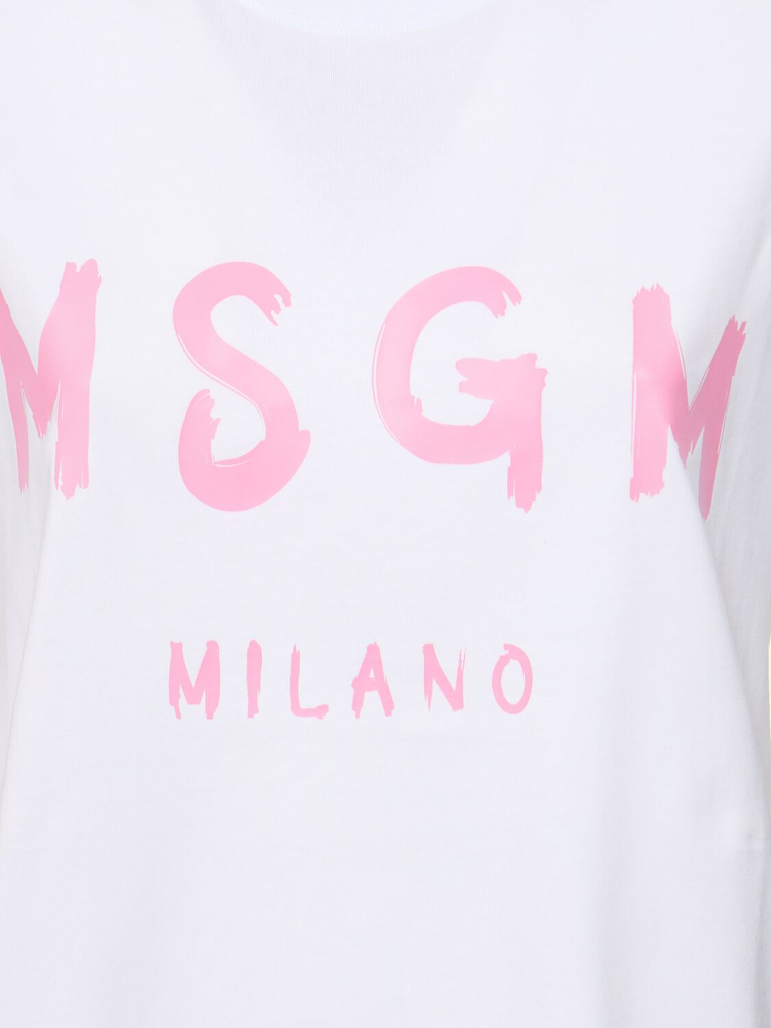 Shop Msgm Cotton Jersey Logo T-shirt In White/pink