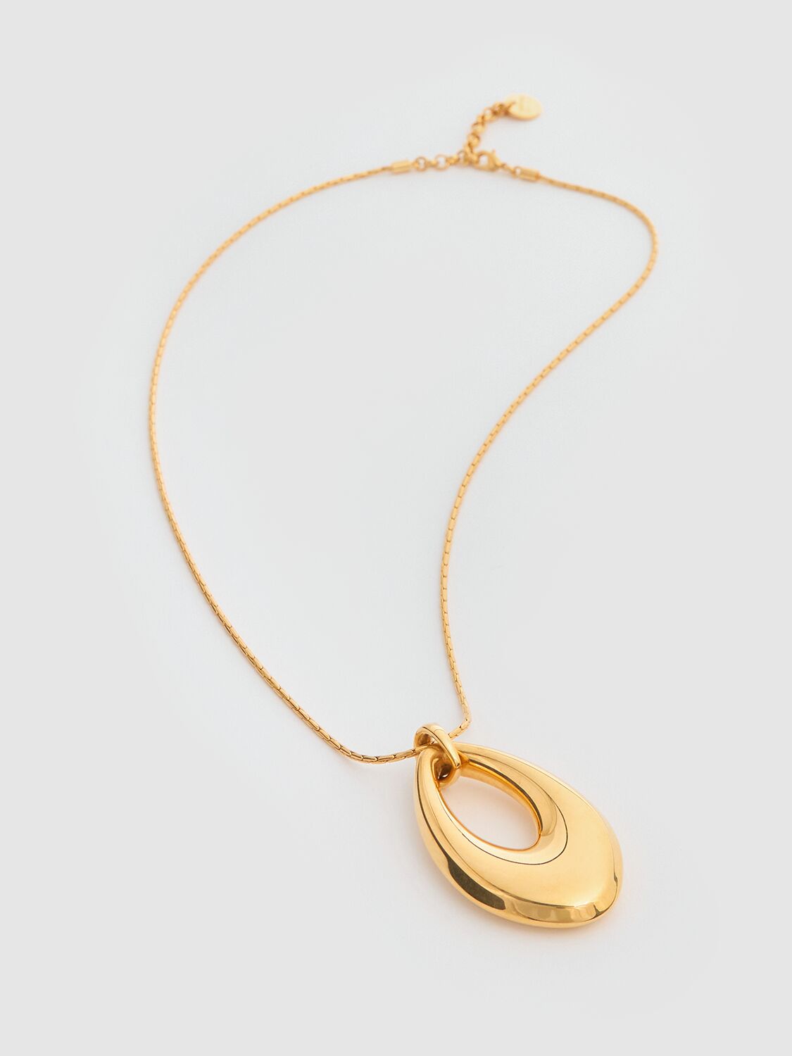 Shop Tom Ford Arp Long Pendant Necklace In Antique Gold