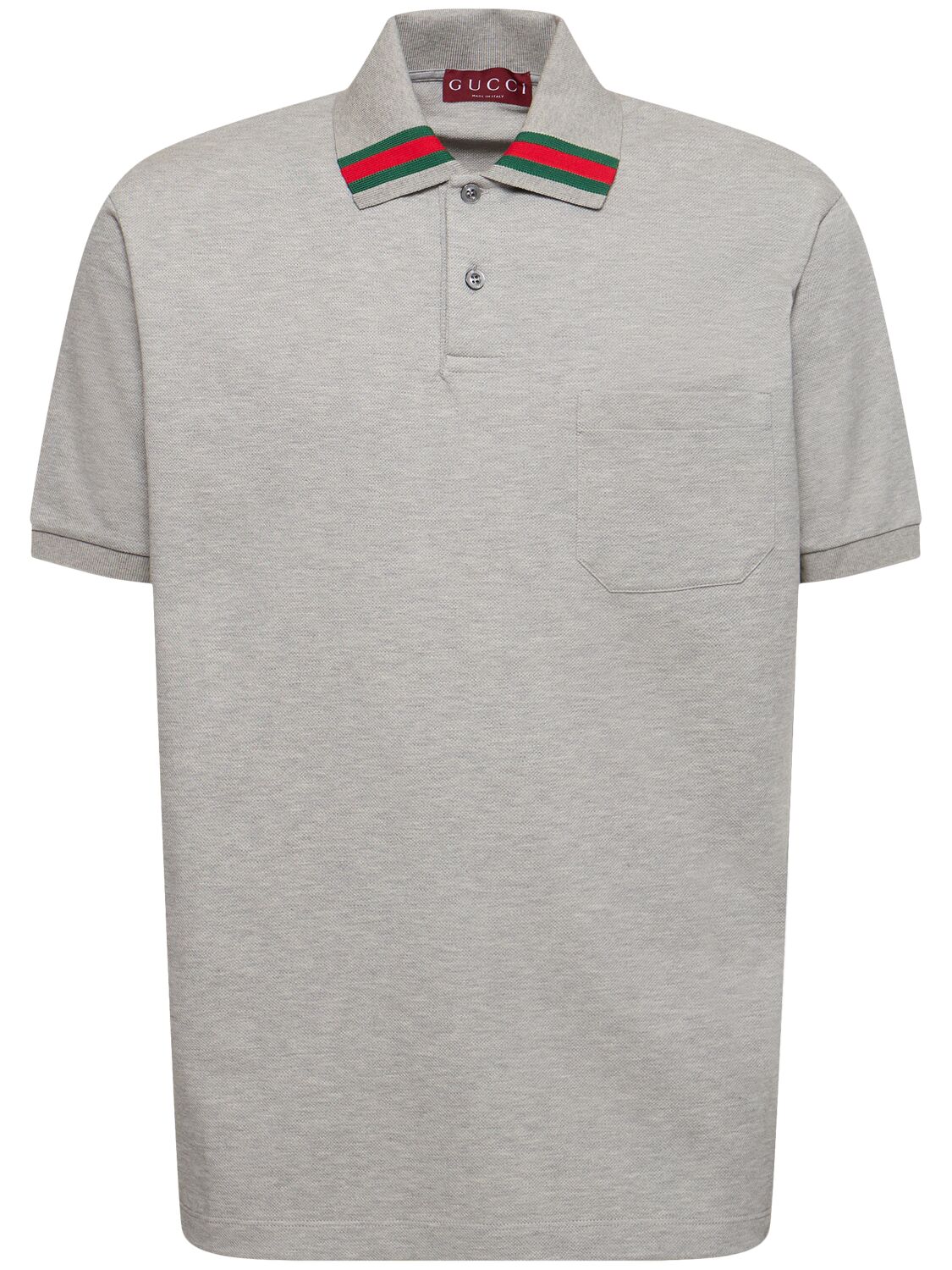 Shop Gucci Stretch Cotton Piquet Polo Shirt In Heather Grey