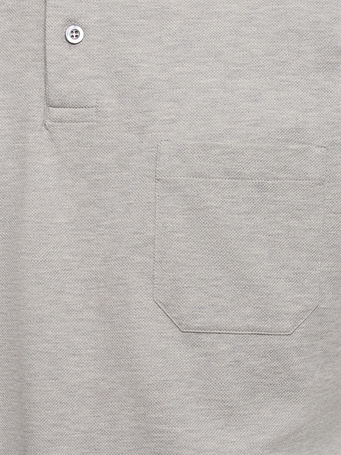 Shop Gucci Stretch Cotton Piquet Polo Shirt In Heather Grey