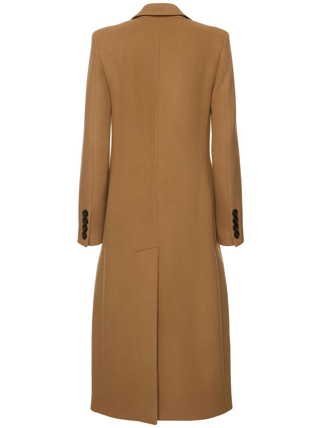 Shop Msgm Wool Blend Felt Single Breast Long Coat In Camel